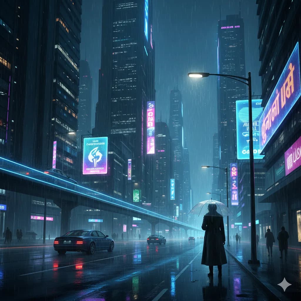 Rainy Neon Gateway by artist four
